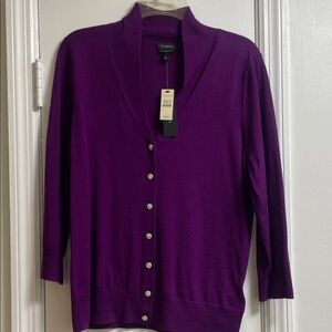 Talbots Rich Purple Button-Up Cardigan